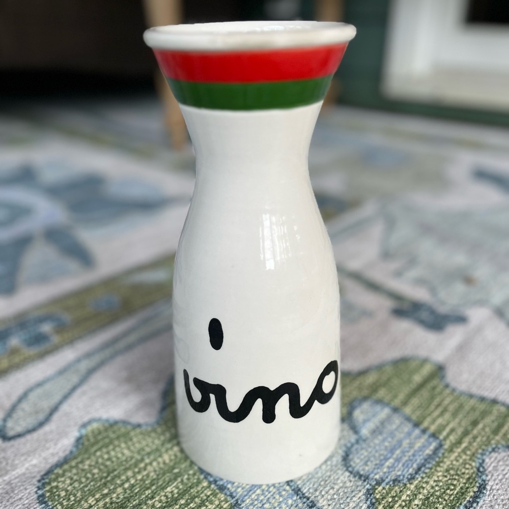 Vintage Baldelli Italian Ceramic “Vino” Wine Decanter. Made in Italy.  NEW